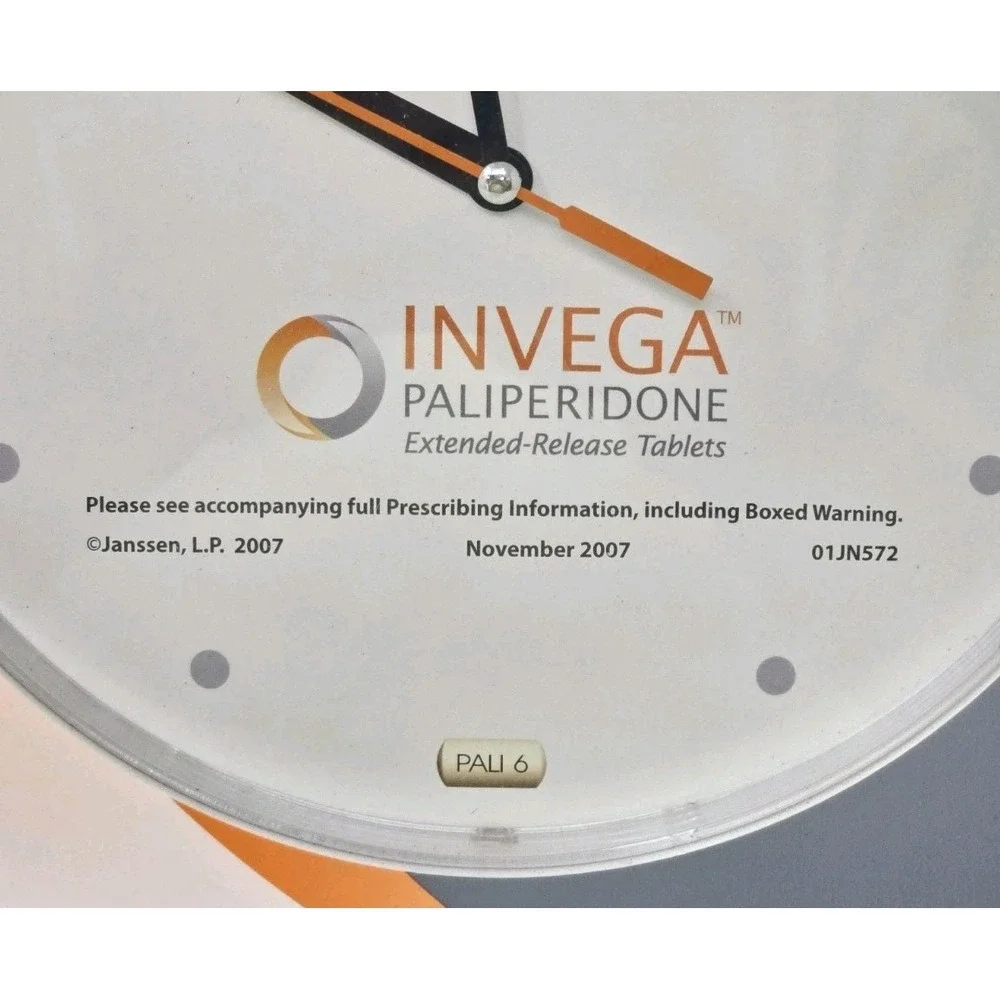 Invega Paliperidone Schizophrenia Pharma Promo Wall Clock Janssen 2007 U1‎
